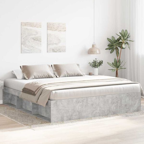 vidaXL Bed Frame without Mattress Concrete Grey 200x200 cm