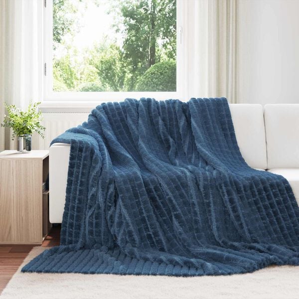 vidaXL Throw Blanket Navy Blue 270 x 240 cm Fleece