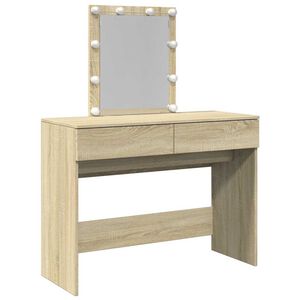 vidaXL Dressing Table with LED Sonoma Oak 100x40x130 cm