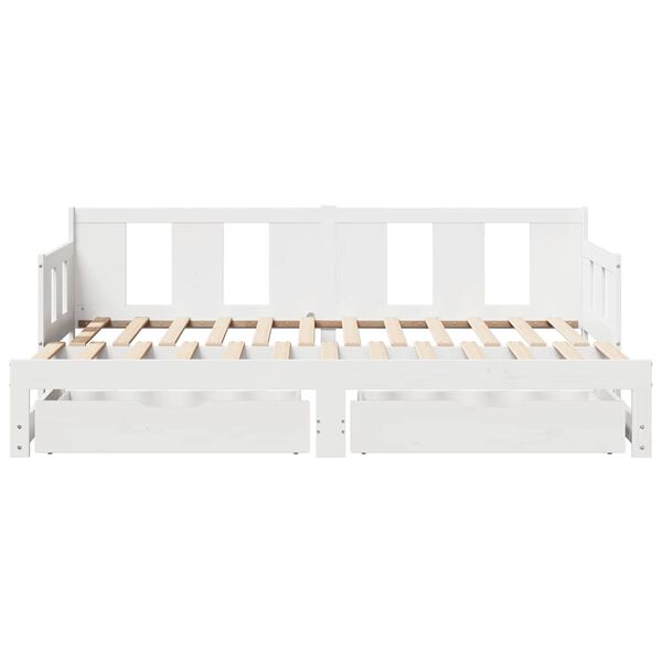 vidaXL Daybed with Trundle and Drawers without Mattress White 90x190 cm Single