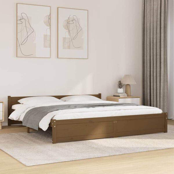 vidaXL Bed Frame without Mattress Honey Brown Solid Wood 180x200 cm Super King