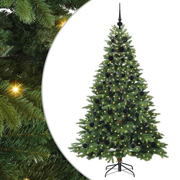 vidaXL Artificial Christmas Tree with 300 LEDs Green 180 cm PE and PVC