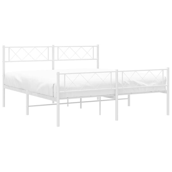 vidaXL Metal Bed Frame without Mattress with Footboard White 120x200cm