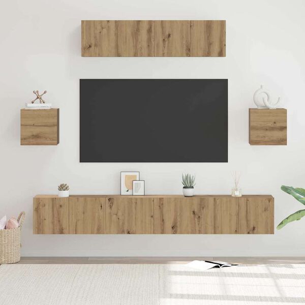 vidaXL TV Cabinet Set Wall-mounted 7 pcs Artisan Oak Engineered Wood