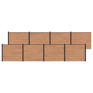 vidaXL Fence Panel 8 pcs WPC and Aluminium Brown