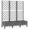 vidaXL Garden Planter with Trellis&Wheels Light Grey PP