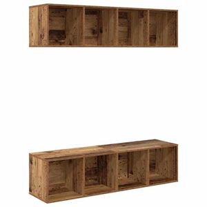 vidaXL TV Cabinet Set Wall-mounted 2 pcs Old Wood 37 x 37 x 142.5 cm