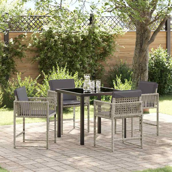 vidaXL Garden Dining Set 5 pcs Light Grey Poly Rattan