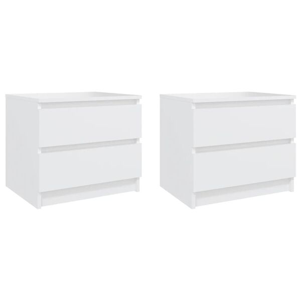 vidaXL Bed Cabinets 2 pcs White 50x39x43.5 cm Engineered Wood