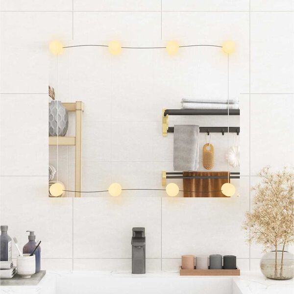 vidaXL Wall Mirror with LED Lights 50x60 cm Glass Rectangle