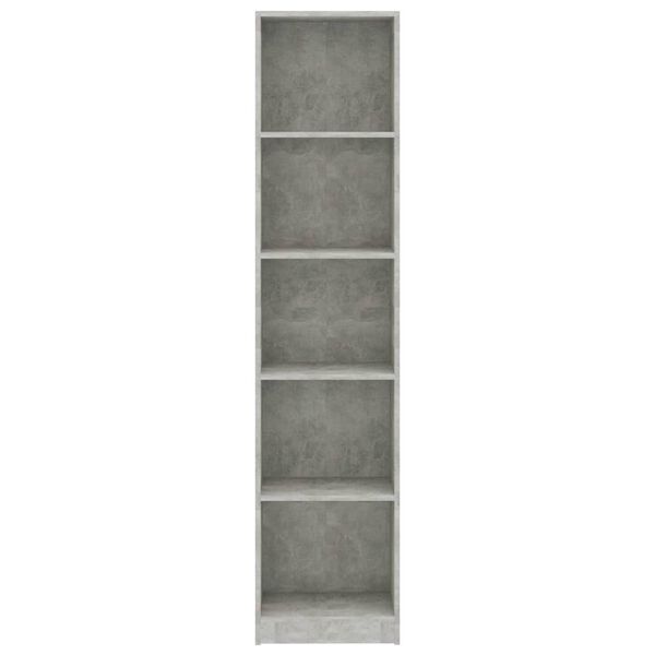 vidaXL 5-Tier Book Cabinet Concrete Grey 40x24x175 cm Engineered Wood