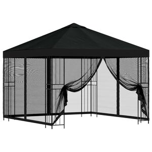 vidaXL Garden Gazebo with Sidewalls 3 x 3 m Black Polyester and Steel