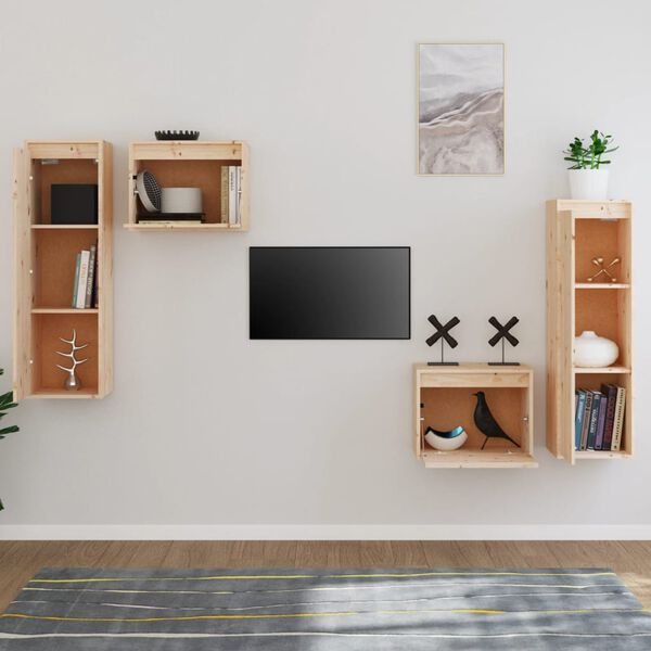 vidaXL TV Cabinets 4 pcs Solid Wood Pine
