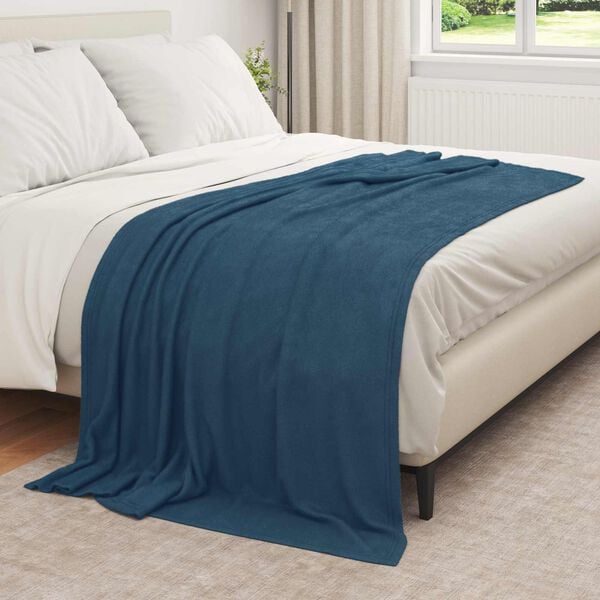 vidaXL Throw Blanket Navy Blue 210 x 140 cm Fleece