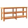 vidaXL Work Bench with Shelf with Storage Wax Brown Solid Pine Wood