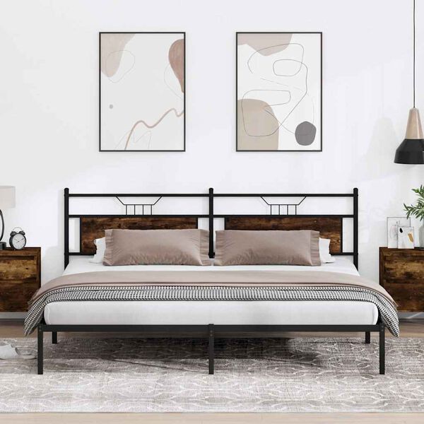 vidaXL Bed Frame without Mattress Smoked Oak 200x200 cm Engineered Wood