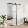 vidaXL Sliding Door with Hardware Set Black 76x205 cm ESG Glass