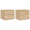 vidaXL Wall-mounted Bedside Cabinets with LED Lights 2 pcs Sonoma Oak