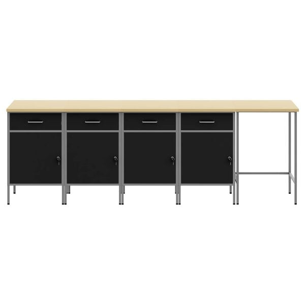 vidaXL Work Cabinet Set with Drawer with Storage 5 pcs Black and Grey