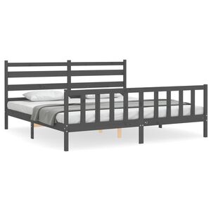 vidaXL Bed Frame without Mattress Grey 200x200 cm Solid Wood Pine