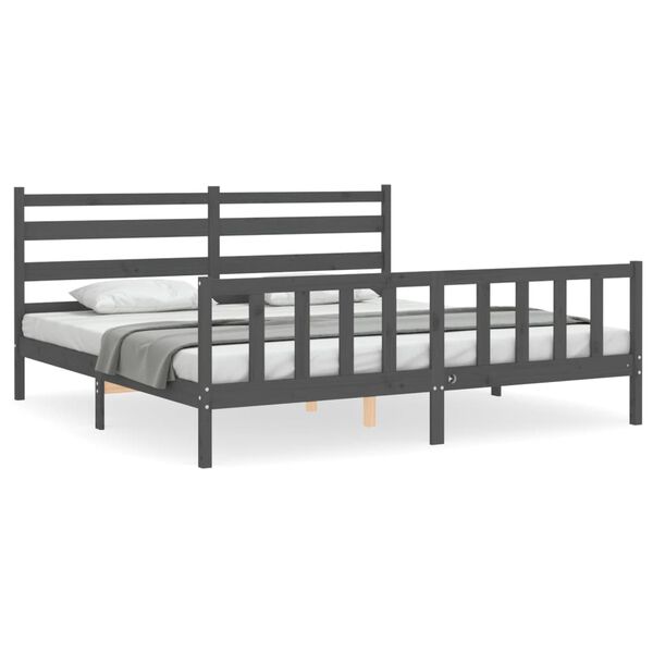 vidaXL Bed Frame without Mattress Grey 200x200 cm Solid Wood Pine