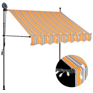 vidaXL Manual Retractable Awning with LED 100 cm Yellow and Blue