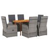 vidaXL Garden Dining Set with Cushion 7 pcs Grey Poly Rattan