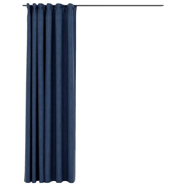vidaXL Linen-Look Blackout Curtains with Hooks Blue 290x245 cm