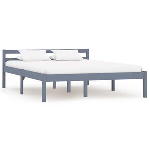 vidaXL Bed Frame without Mattress Grey Solid Pine Wood 140x200 cm