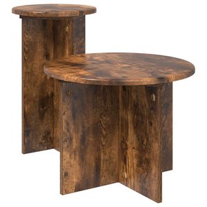 vidaXL Side Table Set with Storage 2 pcs Smoked Oak Engineered Wood