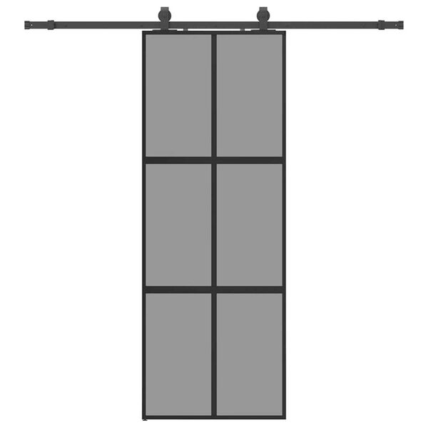 vidaXL Sliding Door with Hardware Set Black 76x205 cm Tempered Glass