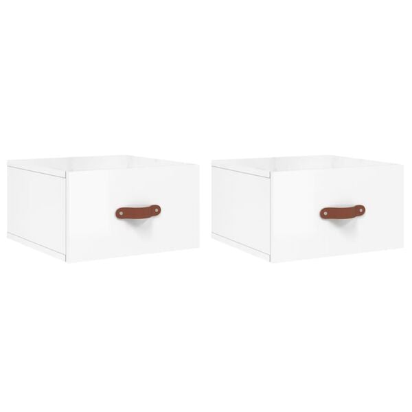 vidaXL Wall-mounted Bedside Cabinets 2 pcs High Gloss White 35x35x20 cm