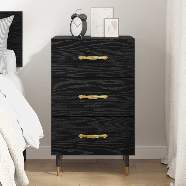 vidaXL Bedside Cabinet Black Oak 40 x 40 x 66 cm Engineered Wood