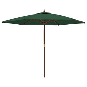 vidaXL Garden Parasol with Wooden Pole Green 299x240 cm