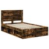 vidaXL Bed Frame with Drawer Smoked Oak 120 x 190 cm Solid Pine Wood