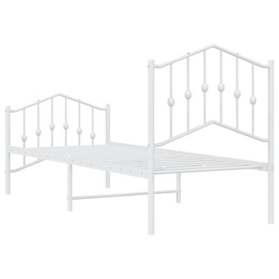 vidaXL Metal Bed Frame with Headboard and Footboard White 75x190 cm Small Single
