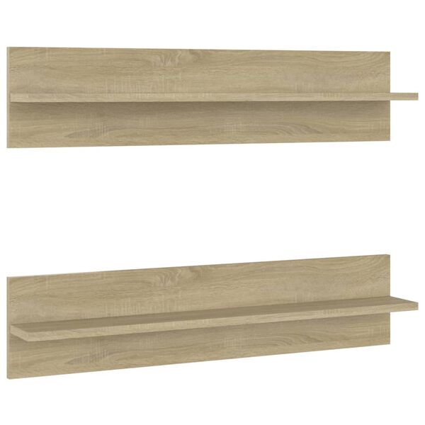 vidaXL Wall Shelf 2 pcs Sonoma Oak 80x11.5x18 cm Engineered Wood