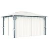 vidaXL Gazebo with Curtain&LED String Lights 4x3 m Cream Aluminium