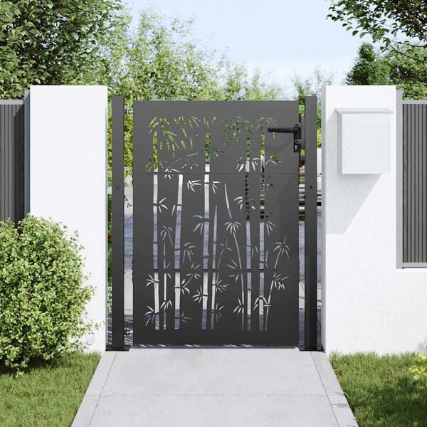 vidaXL Garden Gate 100x125 cm Corten Steel Bamboo Design