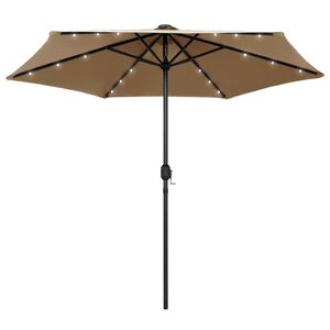 vidaXL Garden Parasol with LED Lights and Aluminium Pole 270 cm Taupe