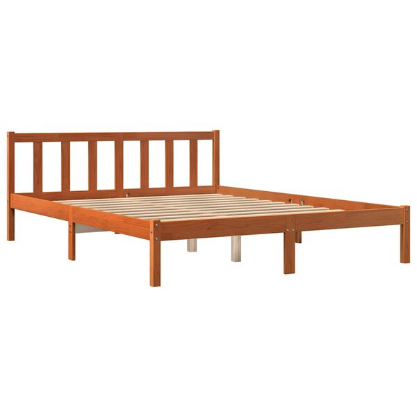 vidaXL Bed Frame without Mattress Wax Brown 150x200 cm King Size Solid Wood Pine