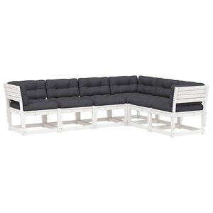 vidaXL 6 Piece Garden Sofa Set with Cushions White Solid Wood Pine