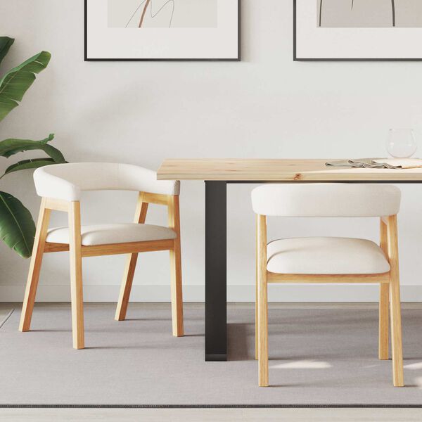 vidaXL Dining Chairs 2 pcs Natural 54 x 57 x 73 cm Solid Rubber Wood