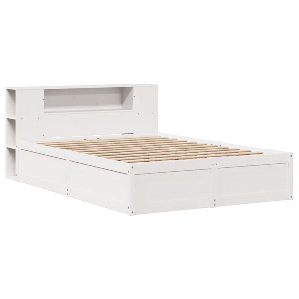 vidaXL Bed Frame without Mattress White 135x190 cm Double Solid Wood Pine