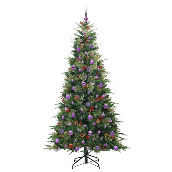 vidaXL Artificial Hinged Christmas Tree Green 210 cm PE and PVC