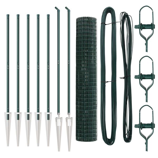 vidaXL Fence with Post Green 1.6 x 10 m Steel and PVC