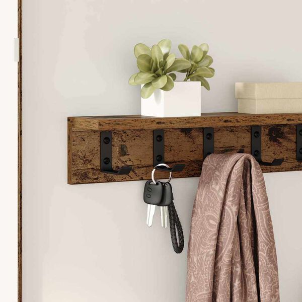 vidaXL Wall-Mounted Coat Rack Old Wood 60 x 10.5 x 10.5 cm