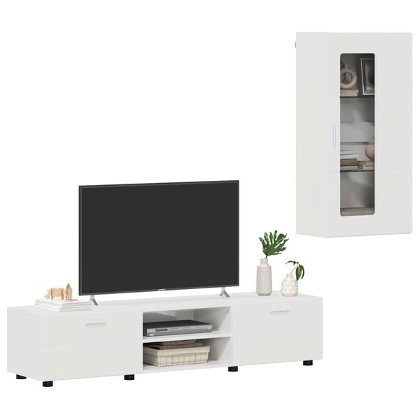 vidaXL TV Cabinet Set FLORIN High Gloss White Engineered Wood