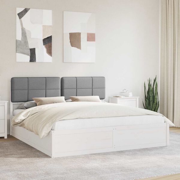 vidaXL Bed Frame with Upholstered Headboard Light Grey 180 x 200 cm