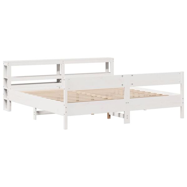 vidaXL Bed Frame without Mattress White 180x200 cm Super King Solid Wood Pine